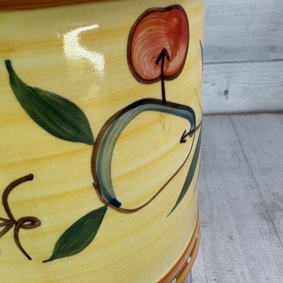 Salute TUSCAN FRUIT Pears Grapes Embossed Dots Ceramic Lidded 9" Large Canister - Picture 16 of 16